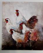4 kippen olieverf, Antiek en Kunst, Kunst | Schilderijen | Abstract, Ophalen of Verzenden