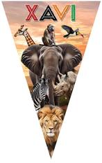 Safari - Jungle vlaggenlijn slinger + naam & foto kind - 6m, Hobby en Vrije tijd, Feestartikelen, Ophalen of Verzenden, Nieuw