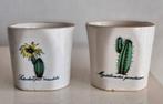Twee Cactus Bloempotjes, Rond, Ophalen of Verzenden, Zo goed als nieuw, Aardewerk