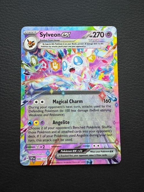 Sylveon ex #86 Pokemon Surging Sparks, Hobby en Vrije tijd, Verzamelkaartspellen | Pokémon, Zo goed als nieuw, Losse kaart, Foil
