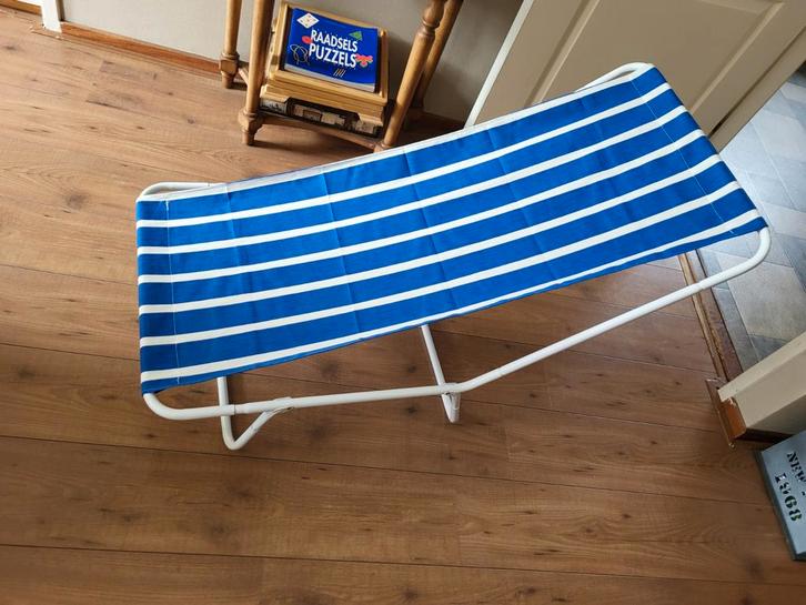 Leuk blauw-wit gestreept strandstoeltje, Caravans en Kamperen, Kampeeraccessoires, Gebruikt, Ophalen of Verzenden