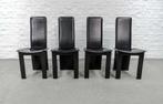 Cidue stijl leren vintage design eetkamerstoelen. Italië 70s, Gebruikt, Zwart, Leer, Vier