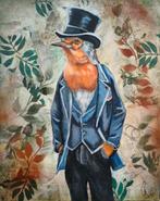 Schilderij meneer roodborstje, Antiek en Kunst, Ophalen of Verzenden