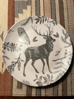 Decoratief Kerst bord met hert en uil/ melamine/ 2x, Ophalen of Verzenden, Zo goed als nieuw