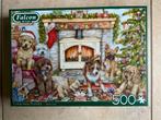 Puzzel 500 stukjes Falcon “Christmas Puppies”, Ophalen of Verzenden, Zo goed als nieuw, Legpuzzel