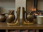 vintage messing gouden uilen boekenhouder - set van 2, Antiek en Kunst, Ophalen