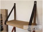 Leren plankdragers met massief eiken plank, Minder dan 25 mm, Eiken, Nieuw, Ophalen of Verzenden
