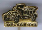 Delage 1913 zwart op koper oldtimer auto speldje ( A_224 ), Ophalen of Verzenden, Nieuw, Transport, Speldje of Pin