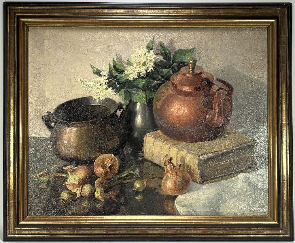 305. Olieverfschilderij - stilleven, tweede helft 19e eeuw, Ophalen of Verzenden