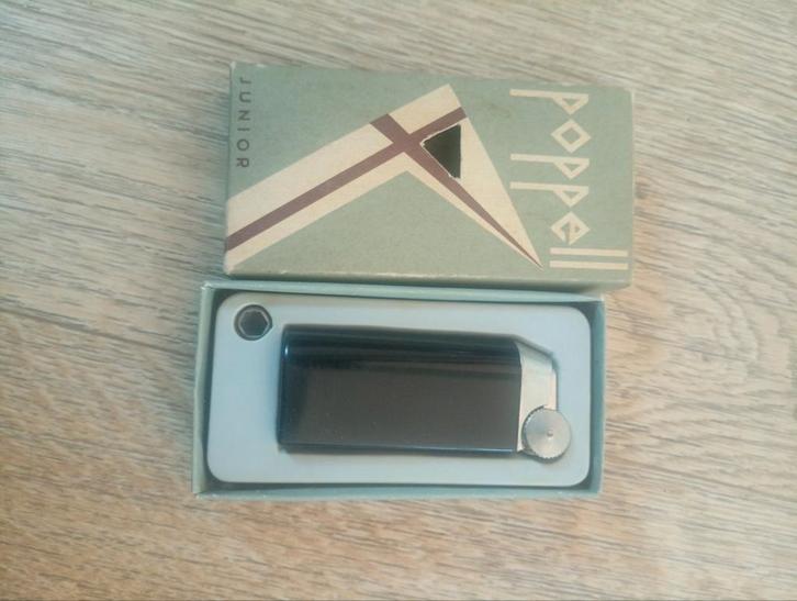 Vintage Poppell Junior aansteker in originele doos, Verzamelen, Rookartikelen, Aanstekers en Luciferdoosjes, Zo goed als nieuw