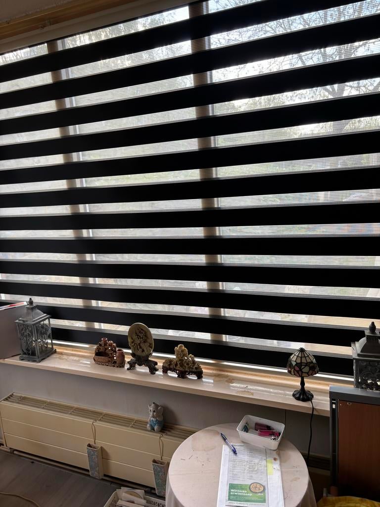 2 Rolgordijnen 220 cm breed - Zwart/Wit, Ophalen, Gebruikt, Zwart, 200 cm of meer