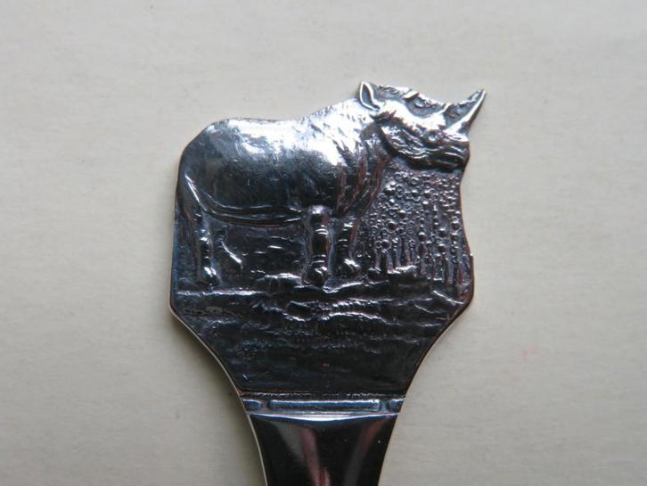 Verzilverd lepeltje WWF Neushoorn, Antiek en Kunst, Antiek | Bestek, Verzenden