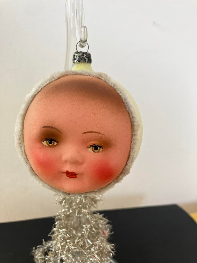 Oude kerstornament kinderhoofd, Antiek en Kunst, Ophalen of Verzenden