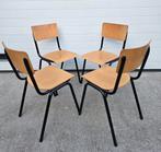 7 x Vintage schoolstoelen hout kantine cafe stoelen bistro, Zwart, Ophalen of Verzenden, Zo goed als nieuw, Vijf, Zes of meer stoelen