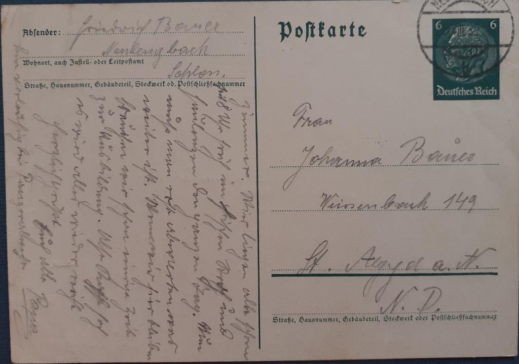 Deutsches Reich Briefkaart 1939, Postzegels en Munten, Ophalen of Verzenden, Briefkaart