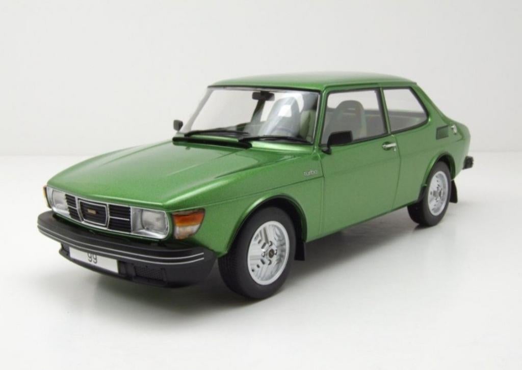 1:18 Saab 99 Turbo uit 1977 Groen Model Car Groep, Ophalen of Verzenden, Nieuw, Auto, Overige merken