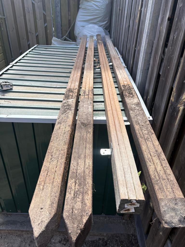 Gebruikte hardhouten palen voor tuin of constructie, Ophalen, Gebruikt, Palen, Hardhout