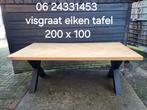Zeer mooie eiken visgraat model tafel met X poten, Ophalen, Zo goed als nieuw, Rechthoekig, Hout