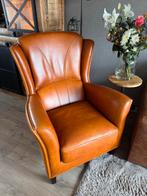 Mulleman heren fauteuil z.g.a.n., Huis en Inrichting, Fauteuils, Ophalen, Zo goed als nieuw, 75 tot 100 cm, Leer