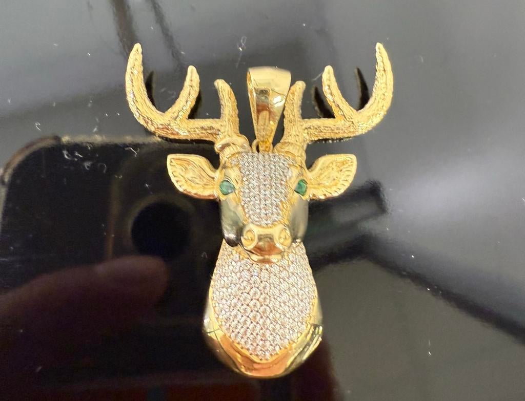 Prachtige 14 karaats gouden hert hanger, Ophalen of Verzenden, Nieuw, Goud, Goud