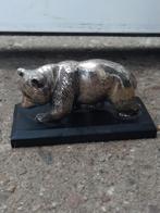 Zilverkleurig Beeldje Beer op Sokkel, Ophalen of Verzenden