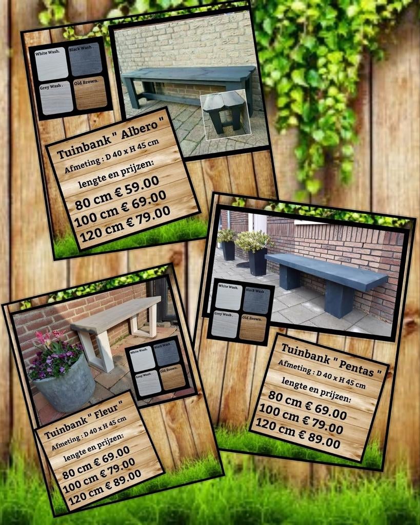 Tuinbank in diverse modellen, Tuin en Terras, Tuinbanken, Ophalen of Verzenden, Nieuw, Hout