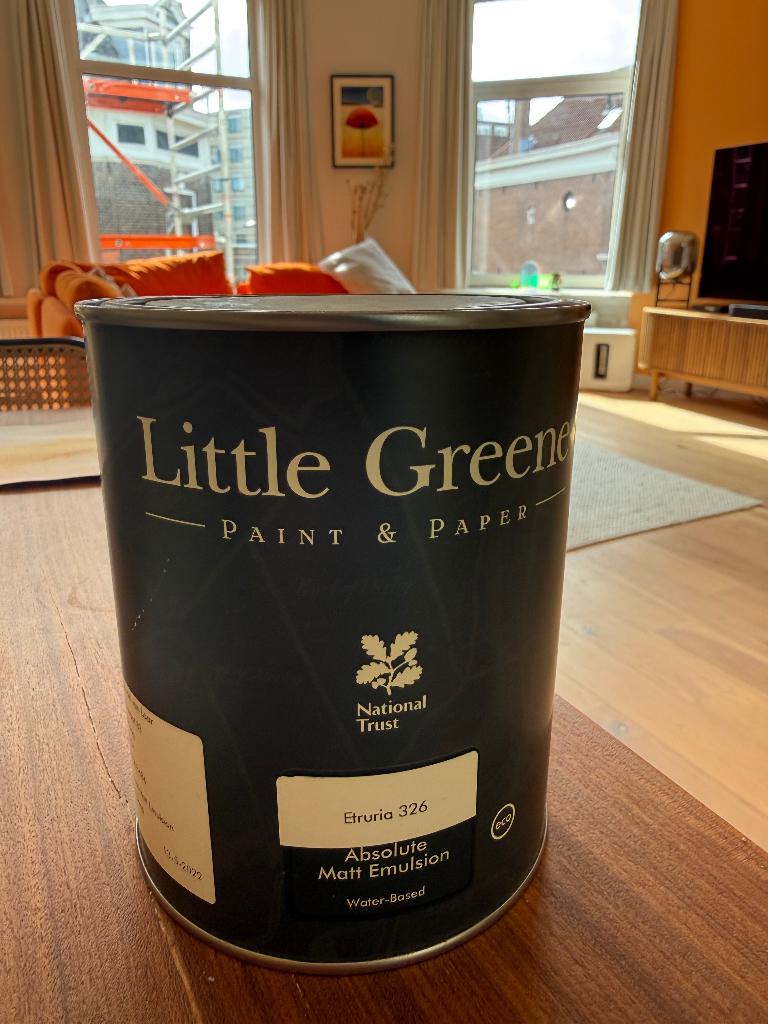 Little Greene Absolute Matt Emulsion - 2 kleuren 1L blik, Minder dan 5 liter, Ophalen, Nieuw, Verf