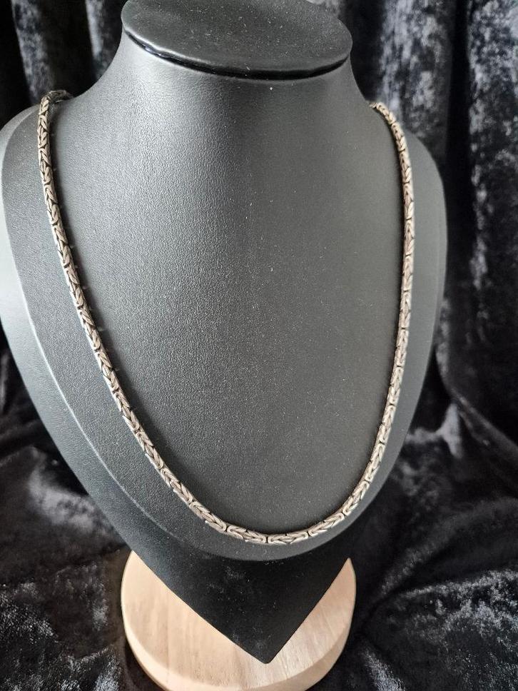 Zilveren koningsketting 424, Sieraden, Tassen en Uiterlijk, Kettingen, Zo goed als nieuw, Zilver, Zilver, Ophalen of Verzenden