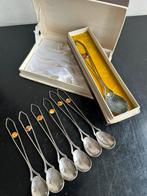 Art Deco set verzilverd lepels met Barnsteen, Ophalen of Verzenden