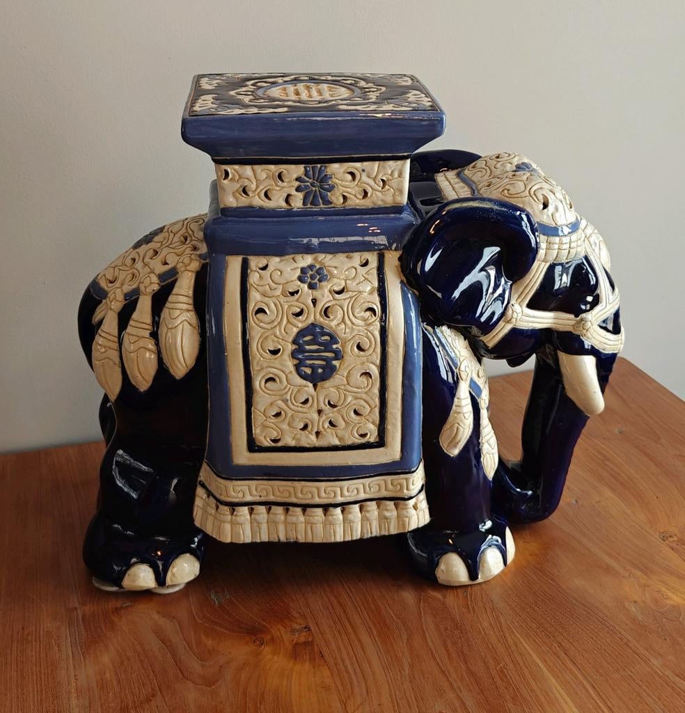 Grote vintage olifant keramiek - planten tafel / bijzettafel, Antiek en Kunst, Ophalen