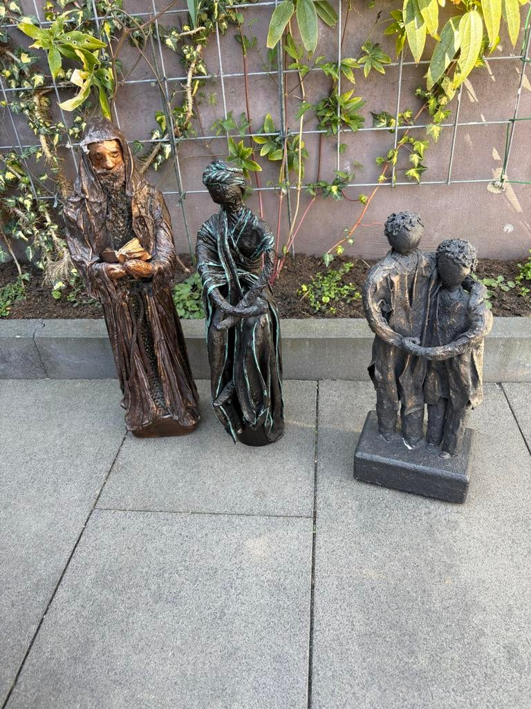 Beelden Set: Familie, Man en Vrouw, Groep mensen, Beeld, Bruin, 50 - 100 cm