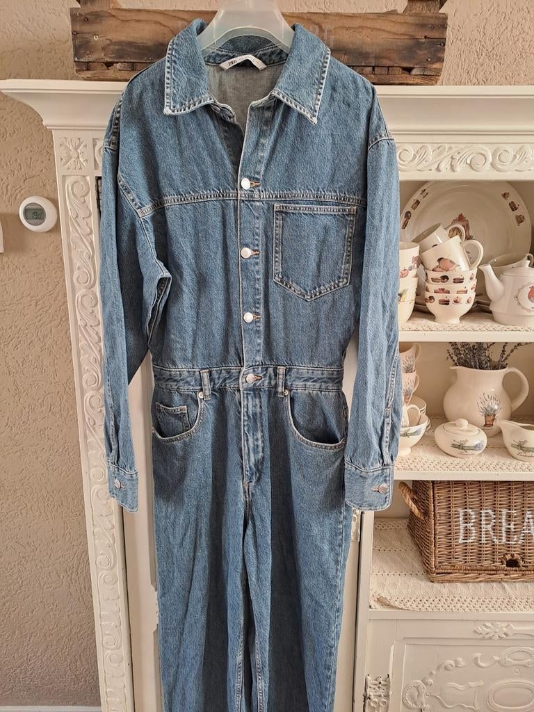 Als nieuw:denim jumpsuit van Zara (maat M), Kleding | Dames, Jumpsuits, Maat 38/40 (M), Blauw, Zara, Ophalen of Verzenden