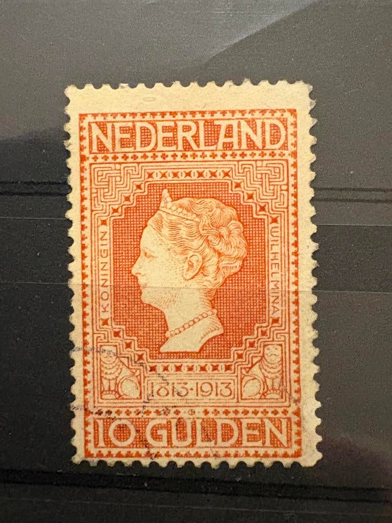 Nederland 10 Gulden Wilhelmina 1813-1913, Postzegels en Munten, Ophalen of Verzenden, T/m 1940, Gestempeld