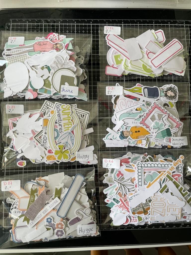 Diversen zakjes DLSDESIGNE ephemera (die cuts), Hobby en Vrije tijd, Ophalen of Verzenden, Zo goed als nieuw