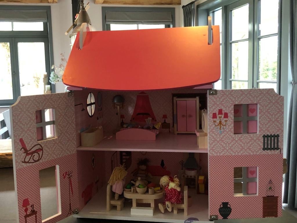 Houten Poppenhuis Modemoiselle - Janod - incl 34 meubilair, Kinderen en Baby's, Speelgoed | Poppenhuizen, Ophalen of Verzenden