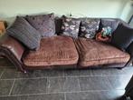 Bruine bank met kussens, Huis en Inrichting, Banken | Bankstellen, Ophalen of Verzenden, Gebruikt, 75 tot 100 cm