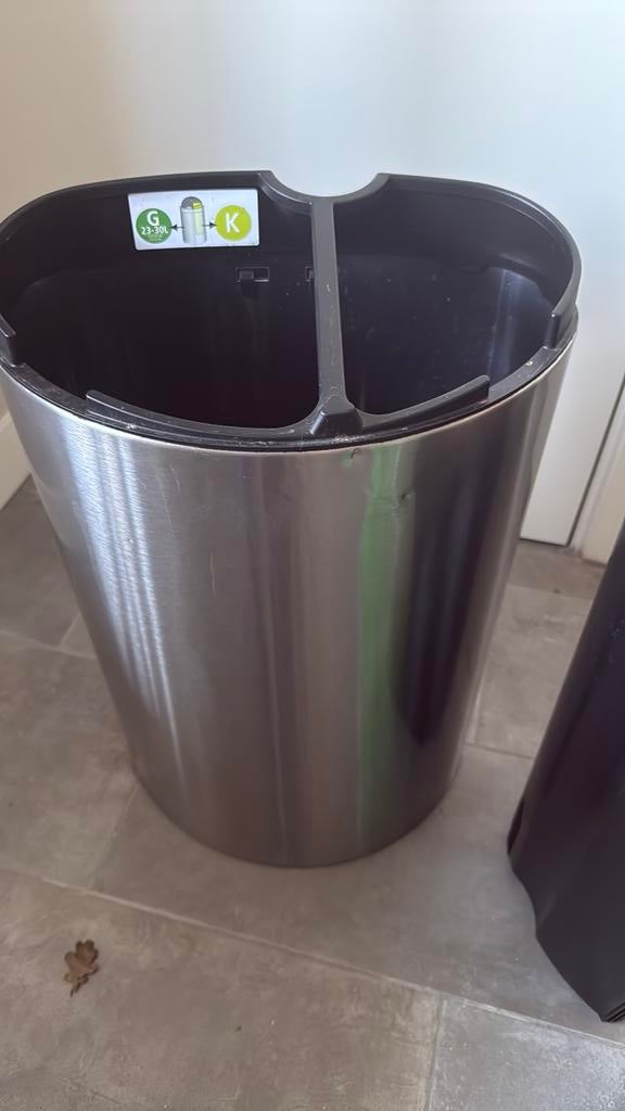 Brabantia 2 afval scheidingsbakken, 40 liter of meer, Ophalen, Gebruikt, Rvs