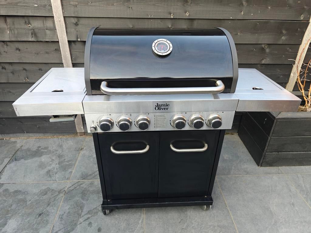 Jamie Oliver gasbarbecue met hoes, Tuin en Terras, Gasbarbecues, Ophalen, Gebruikt, Jamie Oliver
