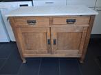 Oud eiken commode met marmeren blad, Ophalen of Verzenden, 25 tot 50 cm, 100 tot 150 cm