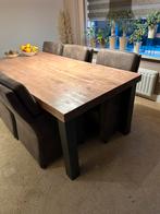 Eettafel met 6 stoelen, Steelwood van de Bommel, Ophalen, Gebruikt, 50 tot 100 cm, Vijf personen of meer