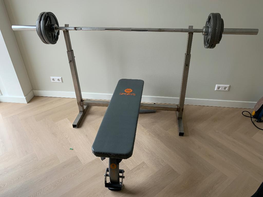 Halterbank 100kg, Ophalen, Zo goed als nieuw, Metaal, Krachtstation