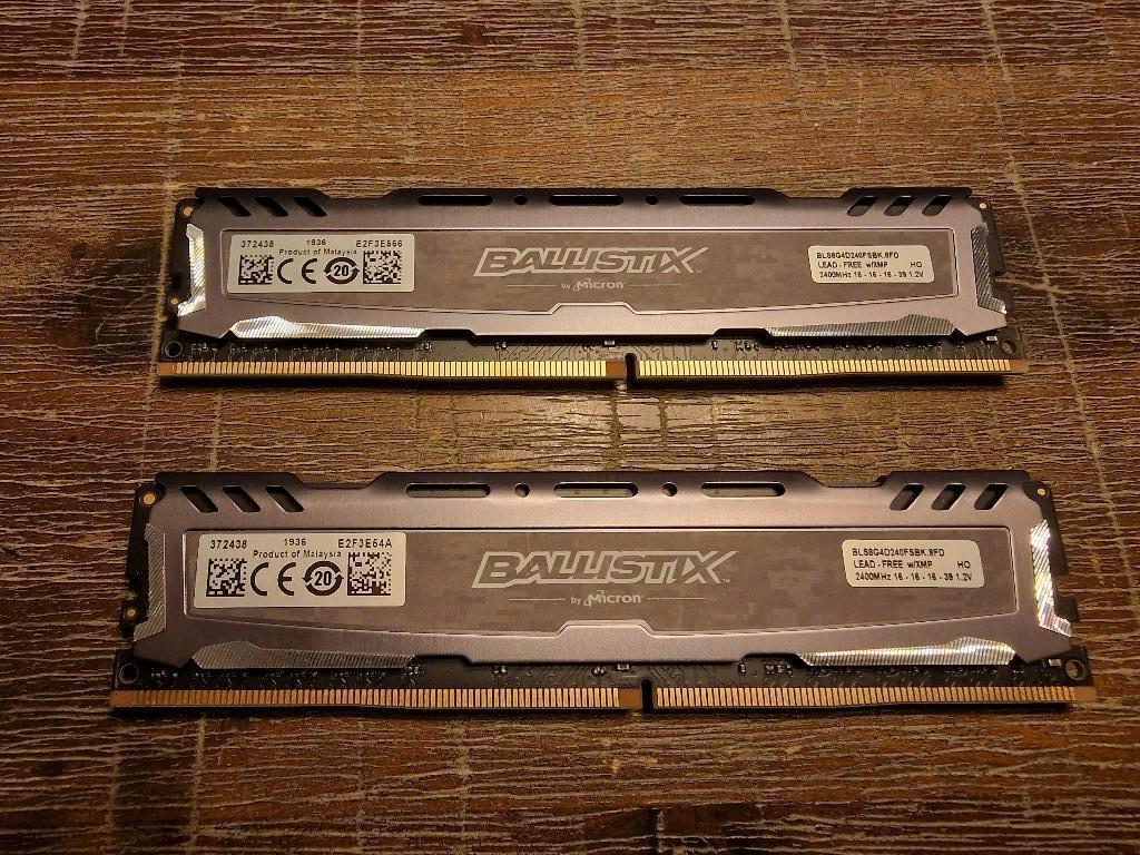 Ballistix DDR4 Sport LT 2x8GB 2400, Computers en Software, RAM geheugen, Gebruikt, DDR4, Ophalen of Verzenden, Desktop