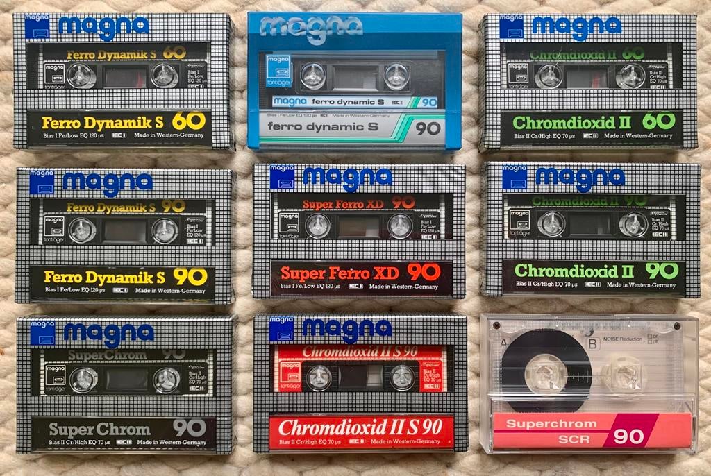Zeldzaam 9x MAGNA type I & II cassettebandjes NOS OVP RARE, 2 t/m 25 bandjes, MAGNA, Ophalen of Verzenden, Nieuw in verpakking