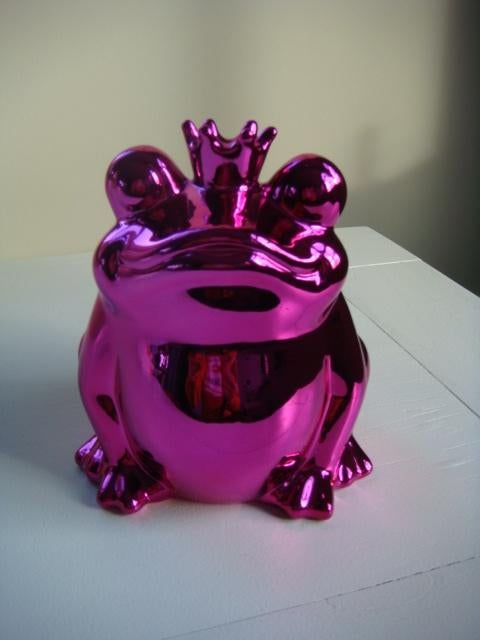 Spaarpot kikker roze metallic, Ophalen of Verzenden, Nieuw, Steen, Aardewerk of Keramiek, Dier