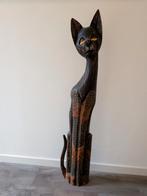 Kat van hout, handgemaakt en 1 meter hoog, Antiek en Kunst, Kunst | Beelden en Houtsnijwerken, Ophalen
