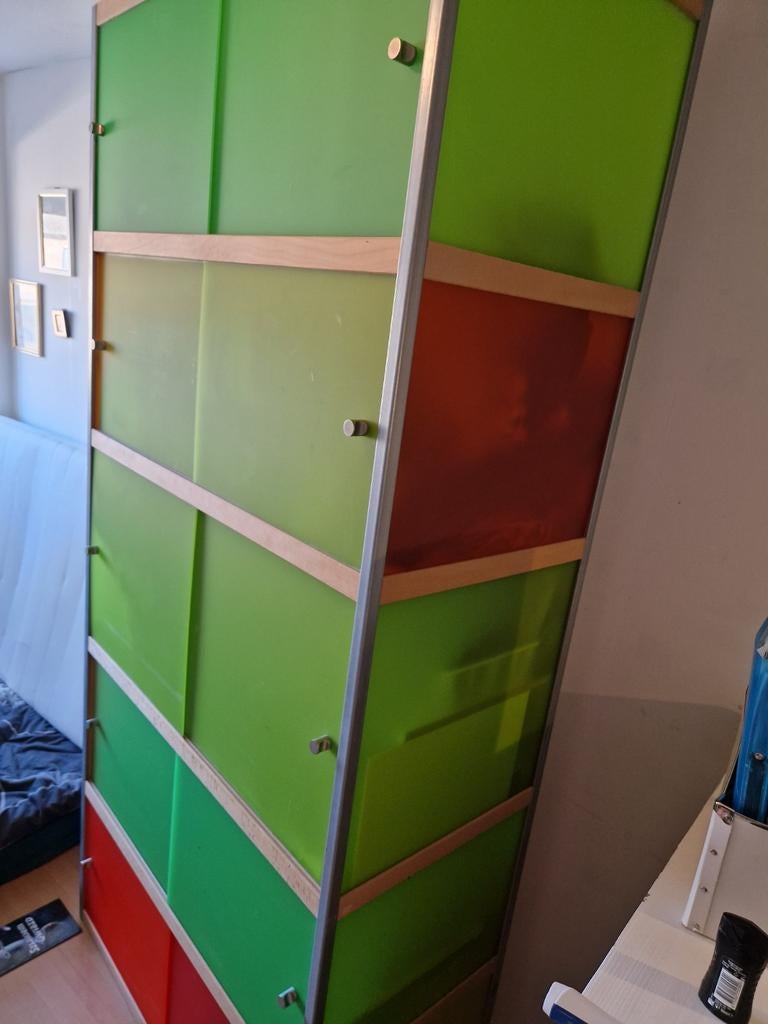 Kewlox kast 220x100x52 met kleurrijke deuren, Huis en Inrichting, Overige houtsoorten, 100 tot 150 cm, 200 cm of meer, Modern, Kleurrijk