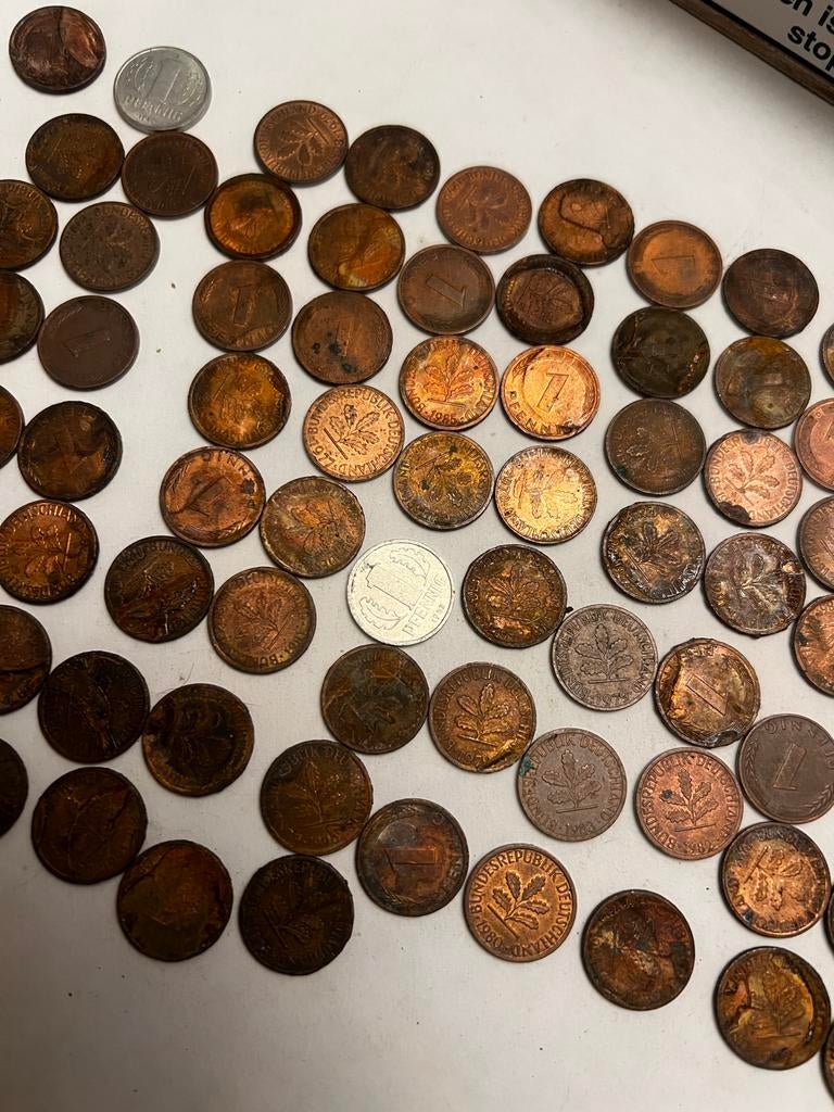 74x 1 Duitse Pfenning munten 1968-1996, Postzegels en Munten, Munten | Europa | Niet-Euromunten, Ophalen, Duitsland, Losse munt