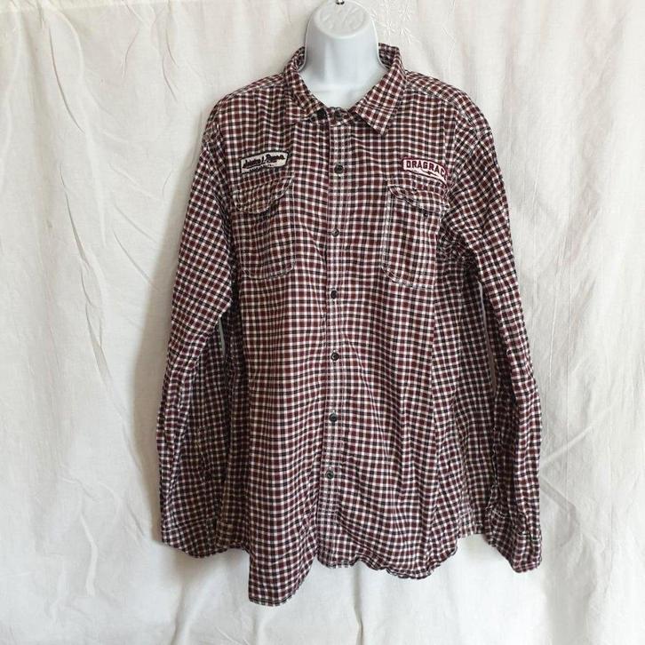 Leuk geruit overhemd. Mt 3XL. Merk Construction, Kleding | Heren, Grote Maten, Zo goed als nieuw, Overhemd, Rood, Ophalen of Verzenden