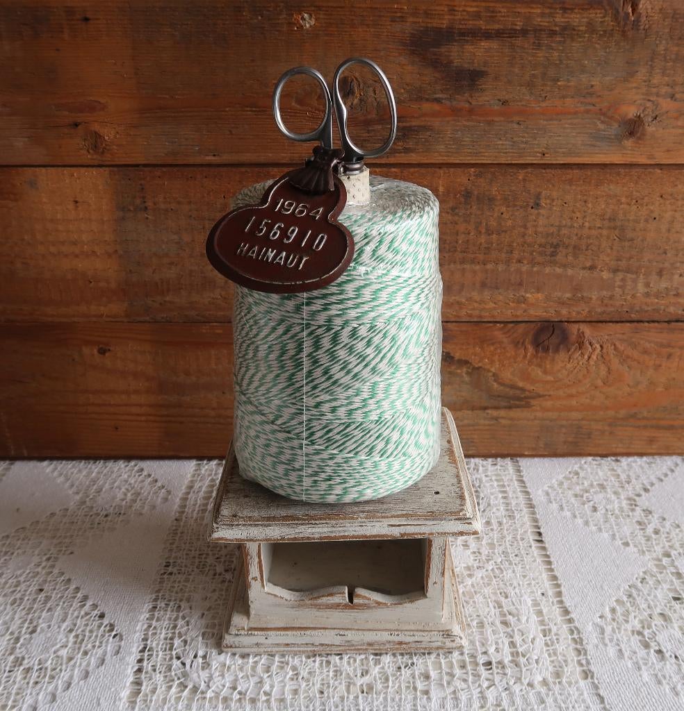 Grote klos slagerstouw rolladetouw inpaktouw NIEUW wit groen, Antiek en Kunst, Ophalen of Verzenden