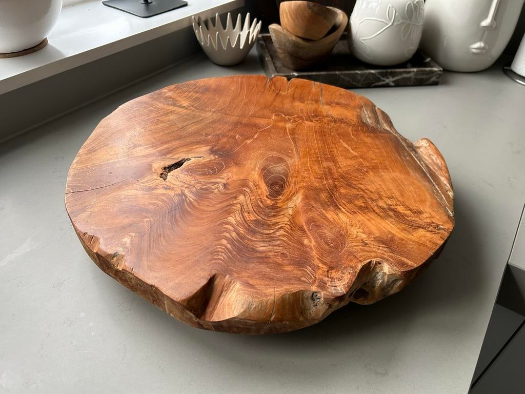 Supermooi Teakhouten plateau 40 cm - Nieuw, Ophalen of Verzenden, Nieuw, Bruin, Hout